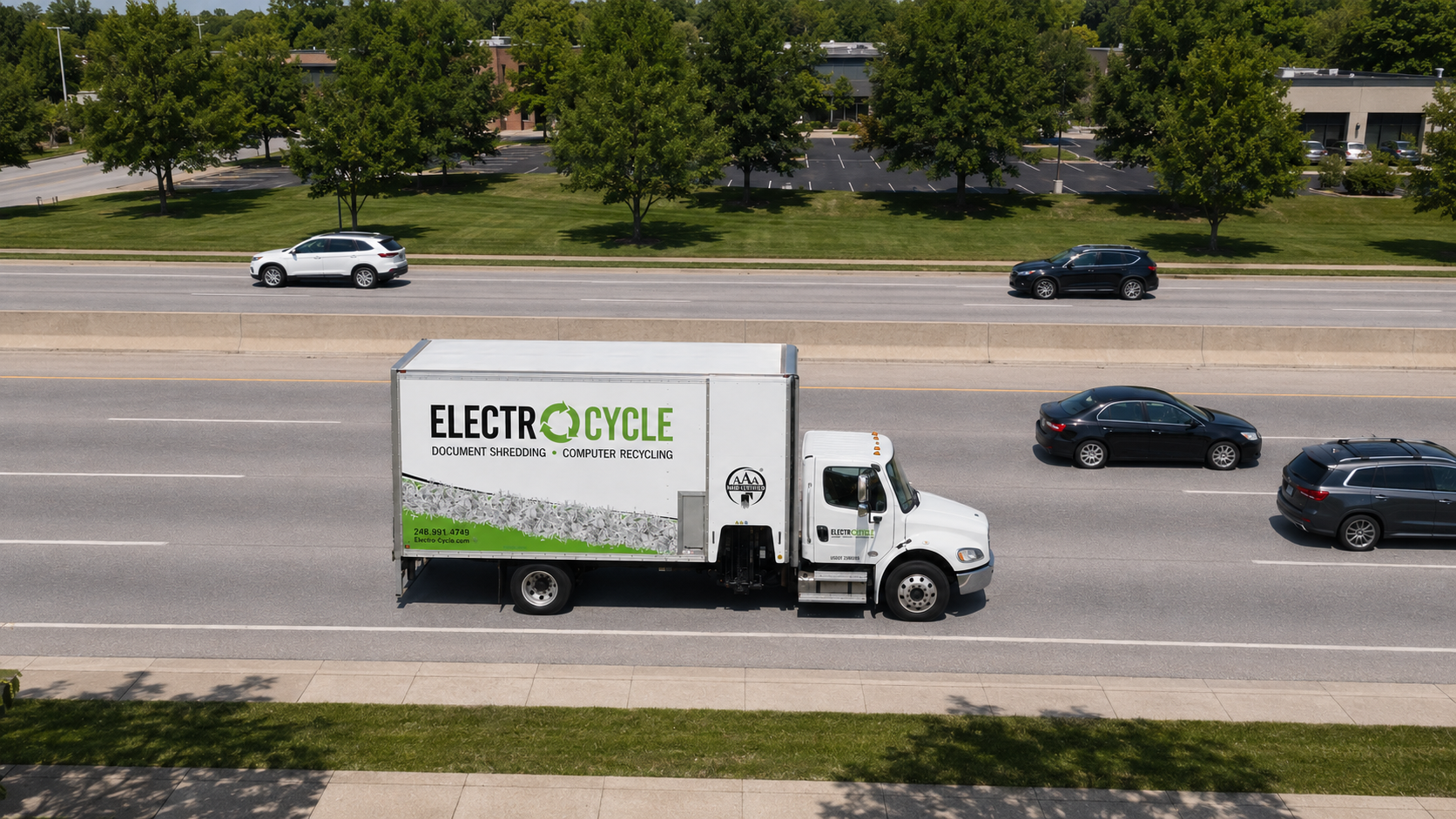 ElectroCycle document shredding truck serving Sylvania, Ohio